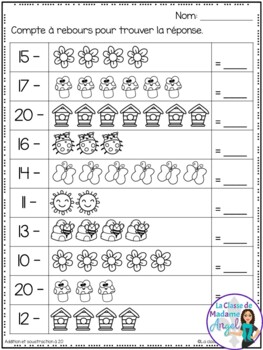 Addition et soustraction à 20: French Addition and Subtraction to 20 ...