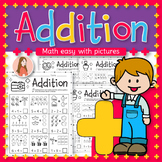 Addition math easy with pictures |No Prep Printable for Ki