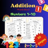Addition math worksheet For Kindergarten and First grade.