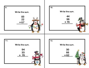 Addition of 2-Digit by 3 Addends - Some Regrouping -Math Task Cards ...