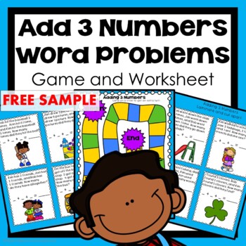 Preview of Adding Three Numbers Word Problems First Grade