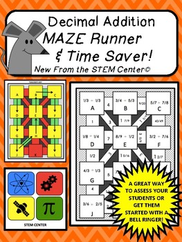 Preview of Addition of Decimals Maze Runner and Time Saver