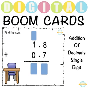 Preview of Addition of Decimals with Single Digit- Boom Cards™