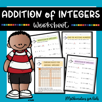 Preview of Addition of Integers worksheet