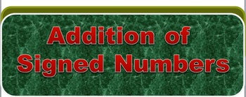 Preview of Addition of Signed Numbers PowerPoint Flashcards