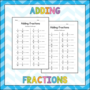 Preview of Addition of Unlike Fractions - Adding Fractions with Different Denominators