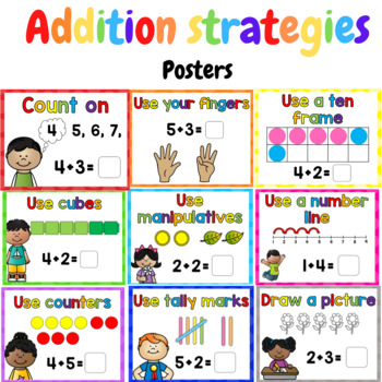 Addition strategies posters by The kinder teacher | TPT