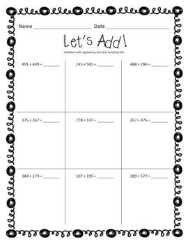 Addition to 1,000 Worksheets - PDF and digital - 20 differentiated ...