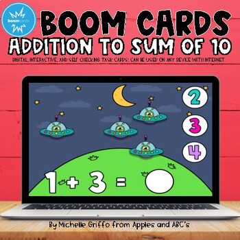 Preview of Addition to 10 Boom Cards for Kindergarten / Distance Learning