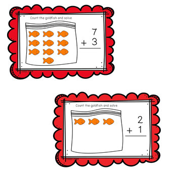Preview of Addition to 10: Counting Goldfish Task Cards