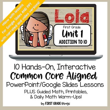 Preview of Addition to 10 First Grade Math Lessons, Guided Math, Worksheets & Math Talks