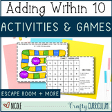 Addition to 10 Kindergarten Math Games, Escape Room, and Centers