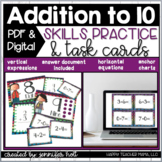 Addition to 10 Task Cards & Games | PDF & DIGITAL for Dist