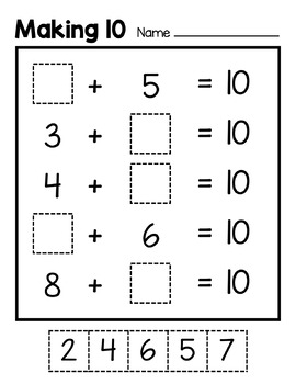 Addition to 10 Worksheets - Free by Organika Studio - Fun Math Worksheets