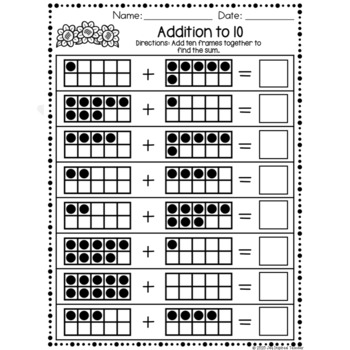 Addition to 10 Worksheets PRINTABLES by Joy Inspired Teacher | TpT