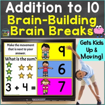Preview of Addition to 10 with Brain Breaks Digital Google Slides & PowerPoint
