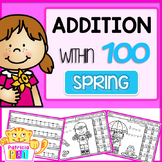 Color by Number Addition to 100 with Mystery Word Spring