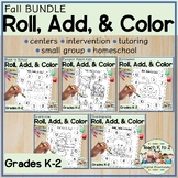 Addition to 12 Worksheets Fall BUNDLE Roll Add Color Dice 