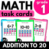 Addition to 20 1st Grade Math Task Cards Addition Math Fact Fluency Review