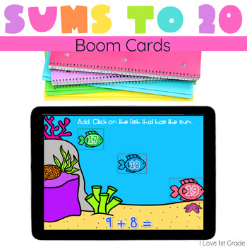 Preview of Addition to 20 2 and 3 Addends Boom Cards Digital Math Centers