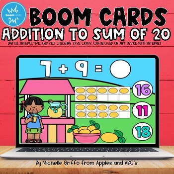 Preview of Addition to 20 Boom Cards / Distance Learning