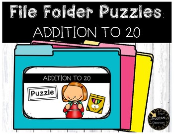 Preview of Addition Game to 20 File Folder Puzzles Back to School Math