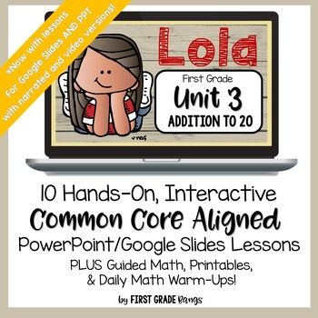 Preview of Addition to 20 First Grade Math Lessons, Guided Math, Worksheets & Math Talks