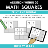 Addition to 20 - Fun Self-Checking Math Squares for Additi