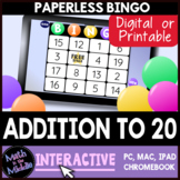 Addition to 20 Interactive Digital Bingo Game - Distance Learning