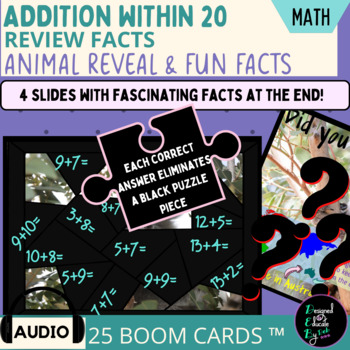 Preview of Addition to 20 Animal Reveal & Fun Facts