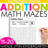 Addition to 20 Mazes No Prep Addition 11-20 Worksheets