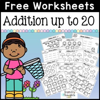 Preview of Addition to 20 Summer Addition Worksheets - Just Print and Go!