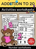 Addition to 20 number Activities worksheets kindergarten