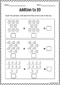 Addition To 20 Using Pictures Counting 