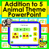Addition to 5 Fact Fluency Kindergarten Digital PowerPoint Game