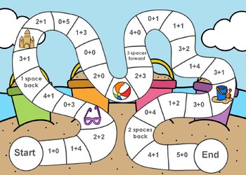 Preview of Addition to 5 Fluency Board Game for Kindergarten & First Grade