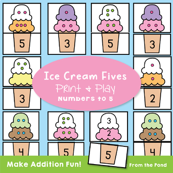 Preview of Addition to 5 Ice Cream Puzzles