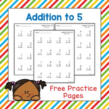 Preview of Addition to 5 Printable Worksheets or Timed Tests