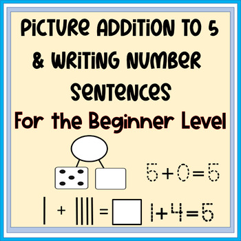 Preview of Writing Number Sentences Worksheets with Pictures and Adding to 5