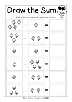 Addition to Five Worksheets, Add Up to 5, First Addition by Olivia Walker