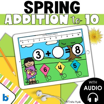 Preview of Addition to Ten | Missing Addend | Spring | Boom Cards