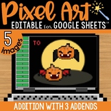 Addition with 3 Addends / Adding 3 Numbers Pixel Art Math 