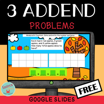 Preview of Addition with 3 Addends First Grade Freebie