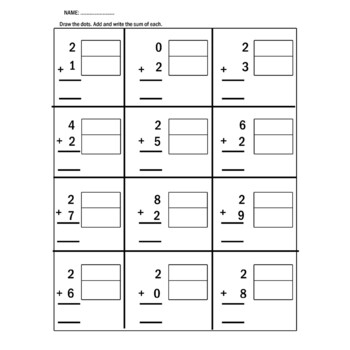 Addition with Dots Math Worksheets for Kindergarten by BuzzPrintables