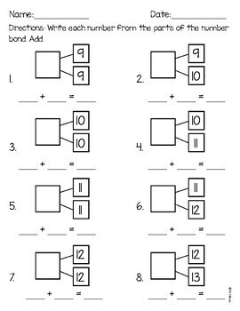 Addition with Doubles and Doubles Plus One Practice Worksheet by Melicety