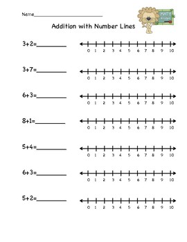 Preview of Addition with Number Lines Practice Paper. Common Core Aligned