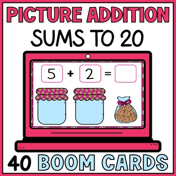 Preview of Addition with Pictures to 20 Boom Cards - Simple Picture Addition Kindergarten