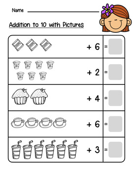 Addition with Pictures - Math Worksheets by Sallythewitchart | TPT