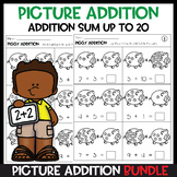Addition with Pictures Sum up to 20 Worksheets - Adding Pi
