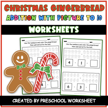 Preview of Addition with Pictures up to 10 | Christmas MATH | Simple Addition to 10